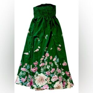Floral Green Strapless Summer Dress